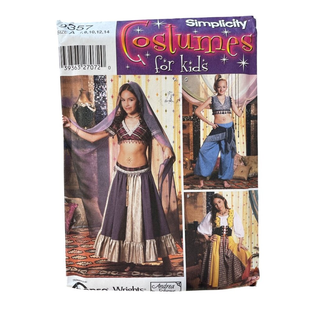 Simplicity 5357 Sewing Pattern Size 7-14 Belly Dancer Folk Dress Costume UNCUT